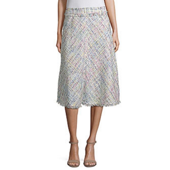 Worthington Boulce Skirt Multi Color Fringed Hem - Picture 2 of 6